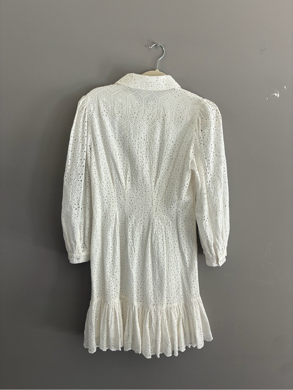 Veronica Beard Cream Eyelet Long Sleeve Button Dress - Picture 2 of 4